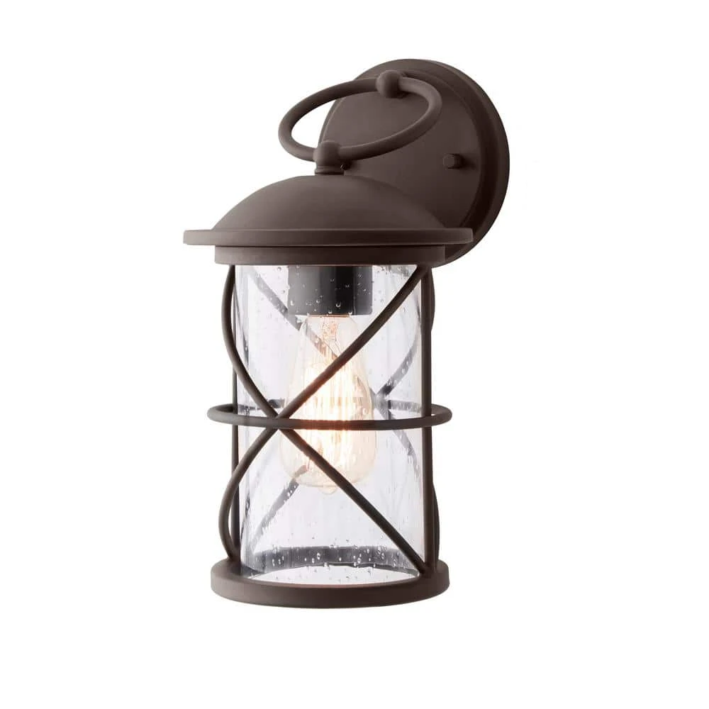Wakefield 1-Light Bronze Outdoor Wall Lantern Sconce by Hampton Bay 1 Wakefield 1-Light Bronze Outdoor Wall Lantern Sconce by Hampton Bay