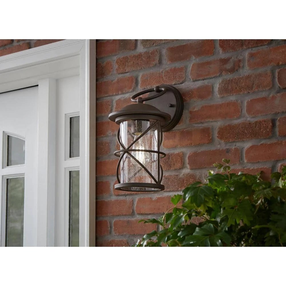 Wakefield 1-Light Bronze Outdoor Wall Lantern Sconce by Hampton Bay 2 Wakefield 1-Light Bronze Outdoor Wall Lantern Sconce by Hampton Bay - Image 2