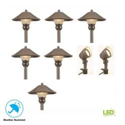 Pearson Low-Voltage Bronze Outdoor Integrated LED Landscape Path Light and Flood Light Kit (8-Pack) by Hampton Bay