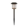 Solar Bronze and Warm Wood LED Path Light 14 Lumens with Ice Glass Lens and Vintage Bulb 2-Tone by Hampton Bay