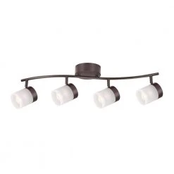 4-Light Bronze Halogen Fixed Track Lighting Kit with Wave Bar Frosted Glass by Hampton Bay
