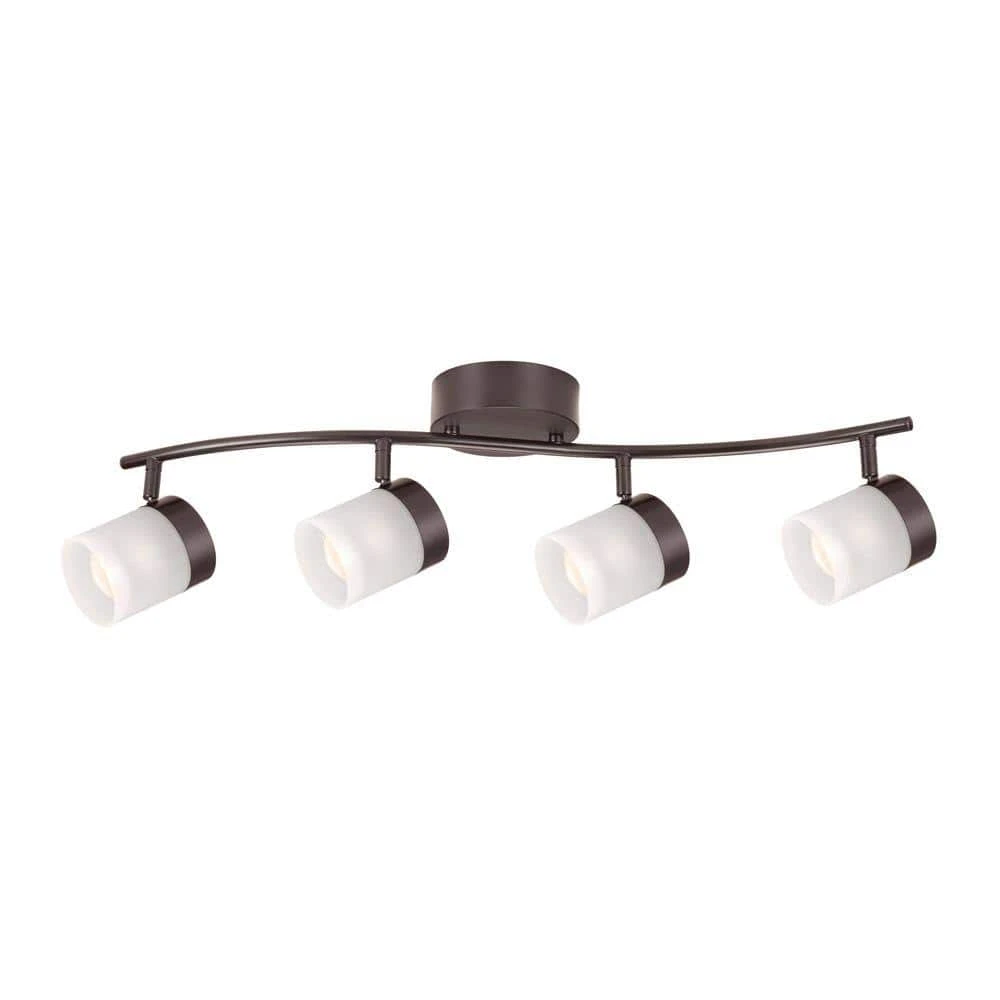 4-Light Bronze Halogen Fixed Track Lighting Kit with Wave Bar Frosted Glass by Hampton Bay 1 4-Light Bronze Halogen Fixed Track Lighting Kit with Wave Bar Frosted Glass by Hampton Bay