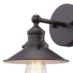 Glenhurst 1-Light Bronze Indoor Industrial Farmhouse Wall Sconce Light Fixture with Metal Shade by Hampton Bay -Hampton Bay Sales bronze hampton bay vanity lighting 20511 bz 4f 1000