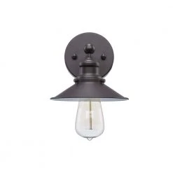Glenhurst 1-Light Bronze Indoor Industrial Farmhouse Wall Sconce Light Fixture with Metal Shade by Hampton Bay