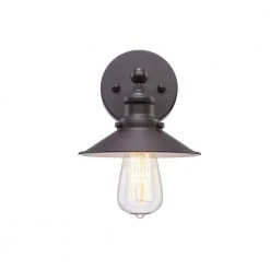 Glenhurst 1-Light Bronze Indoor Industrial Farmhouse Wall Sconce Light Fixture with Metal Shade by Hampton Bay -Hampton Bay Sales bronze hampton bay vanity lighting 20511 bz c3 1000