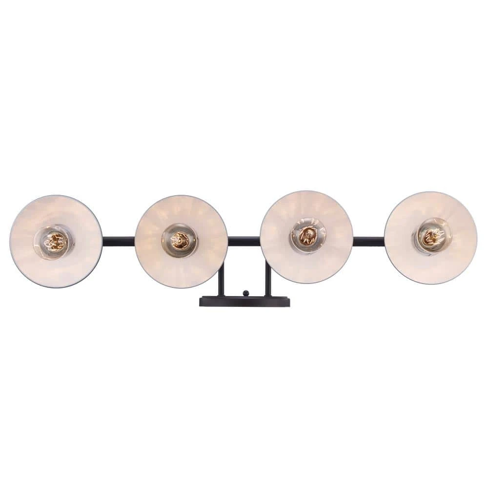 Glenhurst 4-Light Bronze Industrial Farmhouse Bathroom Vanity Light Fixture with Metal Shades by Hampton Bay 10 Glenhurst 4-Light Bronze Industrial Farmhouse Bathroom Vanity Light Fixture with Metal Shades by Hampton Bay - Image 10