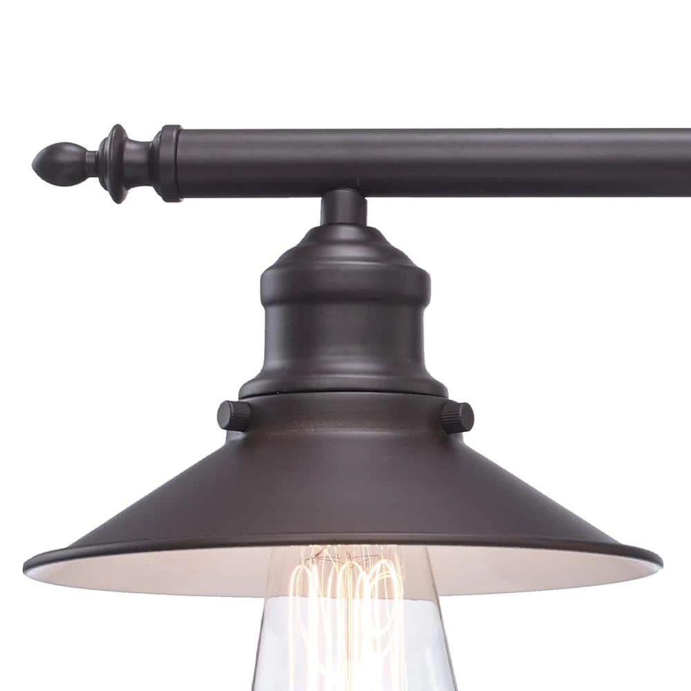 Glenhurst 4-Light Bronze Industrial Farmhouse Bathroom Vanity Light Fixture with Metal Shades by Hampton Bay 3 Glenhurst 4-Light Bronze Industrial Farmhouse Bathroom Vanity Light Fixture with Metal Shades by Hampton Bay - Image 3
