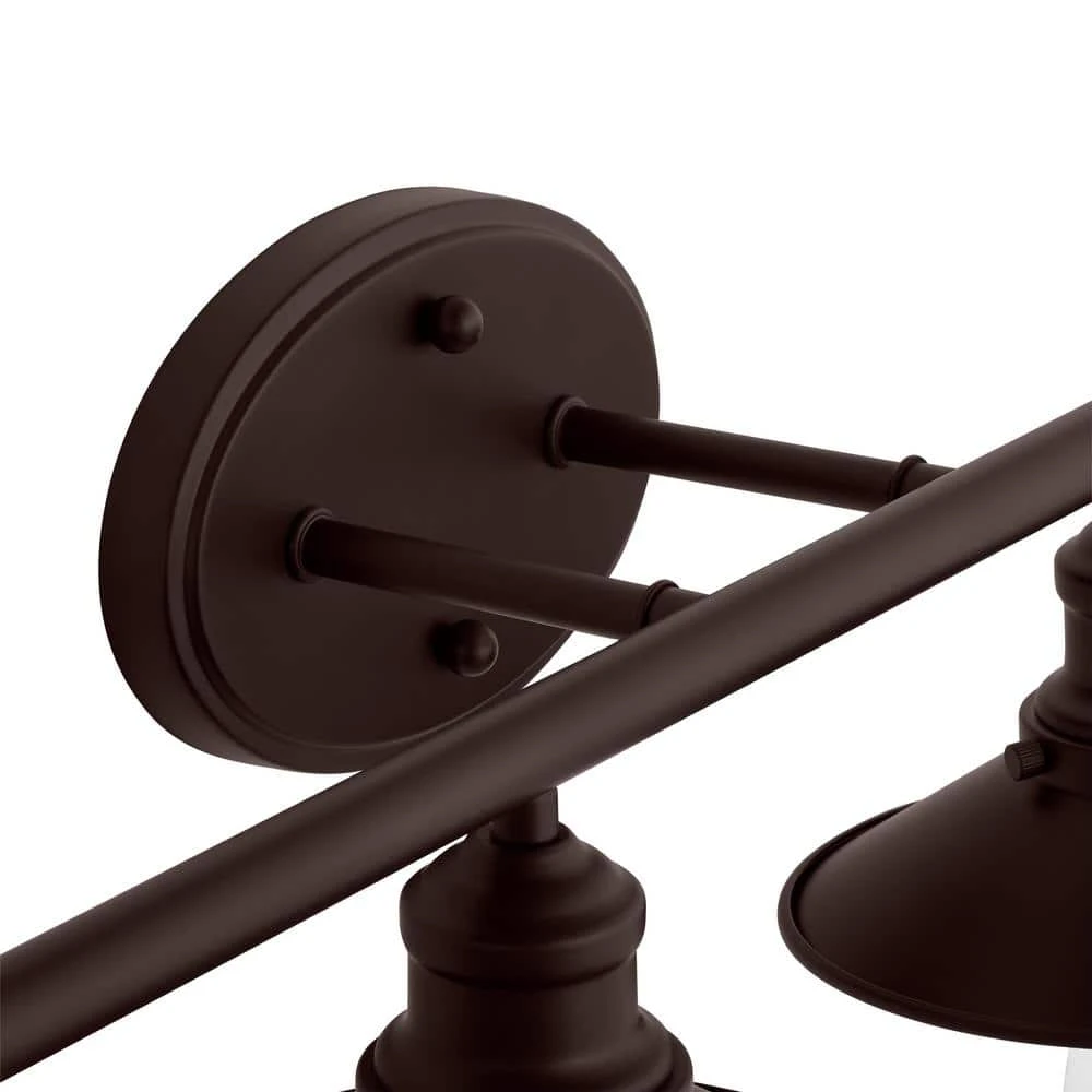 Glenhurst 4-Light Bronze Industrial Farmhouse Bathroom Vanity Light Fixture with Metal Shades by Hampton Bay 6 Glenhurst 4-Light Bronze Industrial Farmhouse Bathroom Vanity Light Fixture with Metal Shades by Hampton Bay - Image 6