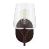 Pavlen 5.5 in. 1-Light Bronze Sconce with Clear Glass Shade by Hampton Bay