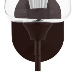 Pavlen 5.5 in. 1-Light Bronze Sconce with Clear Glass Shade by Hampton Bay -Hampton Bay Sales bronze hampton bay vanity lighting gs w070803bz a0 1000