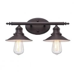Glenhurst 2-Light Bronze Industrial Farmhouse Bathroom Vanity Light Fixture with Metal Shades by Hampton Bay -Hampton Bay Sales bronze hampton bay vanity lighting hd 8002 bz 77 1000