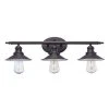 Glenhurst 3-Light Bronze Industrial Farmhouse Bathroom Vanity Light Fixture with Metal Shades by Hampton Bay