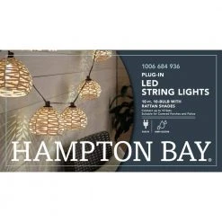 Outdoor/Indoor 10 ft. Plug-In Round Globe Bulb LED Rattan String Light by Hampton Bay -Hampton Bay Sales brown hampton bay string lights sl9522 c3 1000
