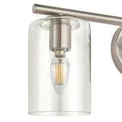 Champlain 22.375 in. 3-Light Brushed Nickel Modern Bathroom Vanity Light with Clear Glass Shades by Hampton Bay -Hampton Bay Sales brushed nickel and clear glass hampton bay vanity lighting 1023hbbndi 1d 1000