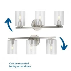 Champlain 22.375 in. 3-Light Brushed Nickel Modern Bathroom Vanity Light with Clear Glass Shades by Hampton Bay -Hampton Bay Sales brushed nickel and clear glass hampton bay vanity lighting 1023hbbndi 31 1000