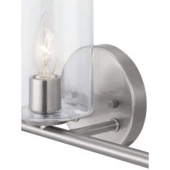 Champlain 22.375 in. 3-Light Brushed Nickel Modern Bathroom Vanity Light with Clear Glass Shades by Hampton Bay -Hampton Bay Sales brushed nickel and clear glass hampton bay vanity lighting 1023hbbndi 44 1000