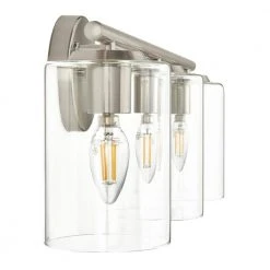 Champlain 22.375 in. 3-Light Brushed Nickel Modern Bathroom Vanity Light with Clear Glass Shades by Hampton Bay -Hampton Bay Sales brushed nickel and clear glass hampton bay vanity lighting 1023hbbndi 66 1000