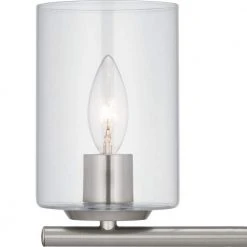 Champlain 22.375 in. 3-Light Brushed Nickel Modern Bathroom Vanity Light with Clear Glass Shades by Hampton Bay -Hampton Bay Sales brushed nickel and clear glass hampton bay vanity lighting 1023hbbndi 76 1000