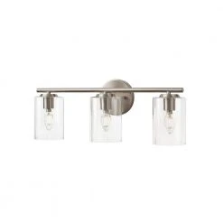 Champlain 22.375 in. 3-Light Brushed Nickel Modern Bathroom Vanity Light with Clear Glass Shades by Hampton Bay -Hampton Bay Sales brushed nickel and clear glass hampton bay vanity lighting 1023hbbndi 77 1000