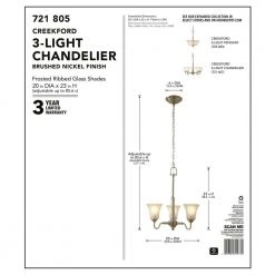 Creekford 3-Light Brushed Nickel Chandelier with Frosted Glass Shades by Hampton Bay -Hampton Bay Sales brushed nickel finish hampton bay chandeliers hon8113a 1f 1000