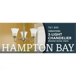 Creekford 3-Light Brushed Nickel Chandelier with Frosted Glass Shades by Hampton Bay -Hampton Bay Sales brushed nickel finish hampton bay chandeliers hon8113a 44 1000
