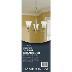 Creekford 3-Light Brushed Nickel Chandelier with Frosted Glass Shades by Hampton Bay -Hampton Bay Sales brushed nickel finish hampton bay chandeliers hon8113a 4f 1000
