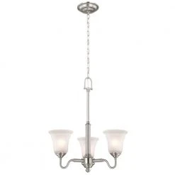 Creekford 3-Light Brushed Nickel Chandelier with Frosted Glass Shades by Hampton Bay