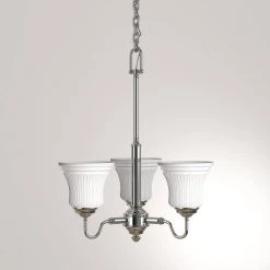 Creekford 3-Light Brushed Nickel Chandelier with Frosted Glass Shades by Hampton Bay -Hampton Bay Sales brushed nickel finish hampton bay chandeliers hon8113a a0 1000