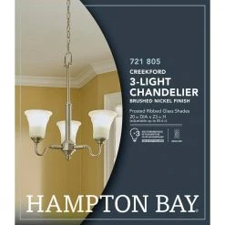 Creekford 3-Light Brushed Nickel Chandelier with Frosted Glass Shades by Hampton Bay -Hampton Bay Sales brushed nickel finish hampton bay chandeliers hon8113a c3 1000
