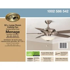 Menage 52 in. Integrated LED Indoor Low Profile Brushed Nickel Ceiling Fan with Light Kit by Hampton Bay -Hampton Bay Sales brushed nickel hampton bay ceiling fans with lights 14600 31 1000