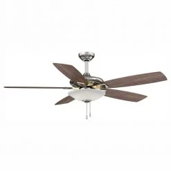 Menage 52 in. Integrated LED Indoor Low Profile Brushed Nickel Ceiling Fan with Light Kit by Hampton Bay