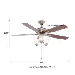 Havenville 52 in. Indoor Brushed Nickel Ceiling Fan with Light Kit by Hampton Bay -Hampton Bay Sales brushed nickel hampton bay ceiling fans with lights 14952 a0 1000