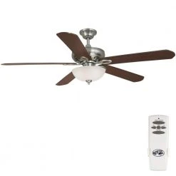 Asbury 60 in. LED Indoor Brushed Nickel Ceiling Fan with Light Kit and Remote Control by Hampton Bay