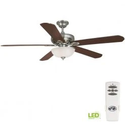 Asbury 60 in. LED Indoor Brushed Nickel Ceiling Fan with Light Kit and Remote Control by Hampton Bay -Hampton Bay Sales brushed nickel hampton bay ceiling fans with lights 26612 76 1000