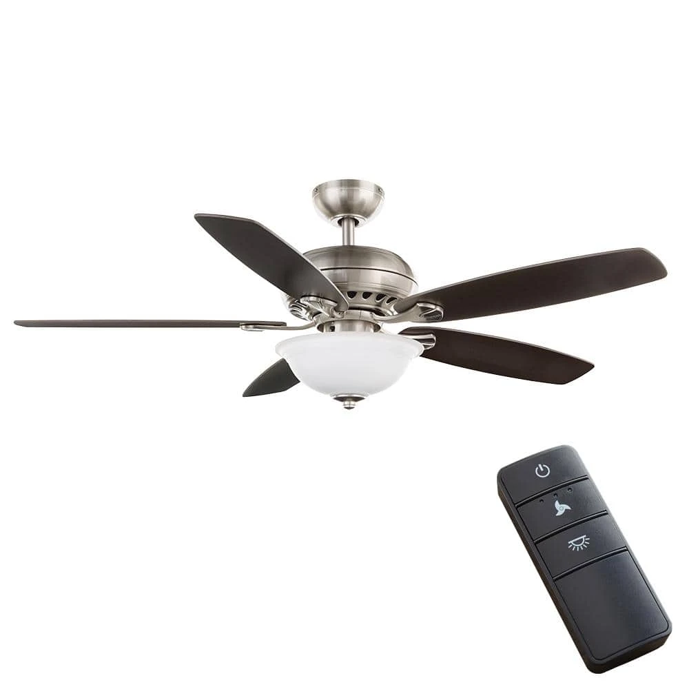 Southwind II 52 in. Indoor LED Brushed Nickel Ceiling Fan with Light Kit, Reversible Blades and Remote Control by Hampton Bay 1 Southwind II 52 in. Indoor LED Brushed Nickel Ceiling Fan with Light Kit, Reversible Blades and Remote Control by Hampton Bay