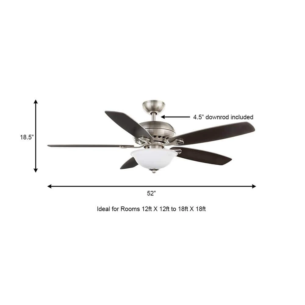 Southwind II 52 in. Indoor LED Brushed Nickel Ceiling Fan with Light Kit, Reversible Blades and Remote Control by Hampton Bay 2 Southwind II 52 in. Indoor LED Brushed Nickel Ceiling Fan with Light Kit, Reversible Blades and Remote Control by Hampton Bay - Image 2