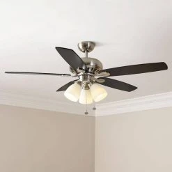 Rockport 52 in. Indoor LED Brushed Nickel Ceiling Fan with Light Kit, Downrod, Reversible Blades and Reversible Motor by Hampton Bay 19 Rockport 52 in. Indoor LED Brushed Nickel Ceiling Fan with Light Kit, Downrod, Reversible Blades and Reversible Motor by Hampton Bay -Hampton Bay Sales brushed nickel hampton bay ceiling fans with lights 51750 1d 1000