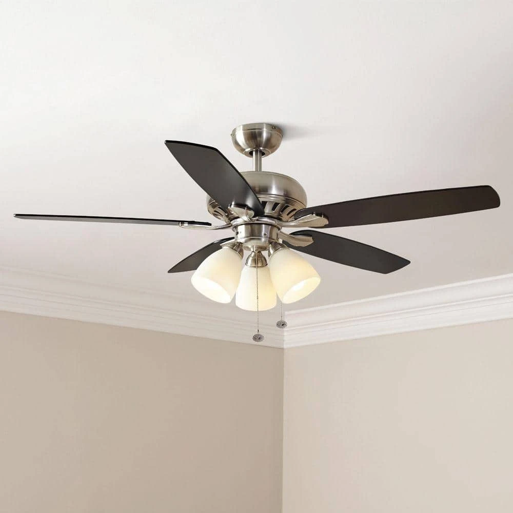 Rockport 52 in. Indoor LED Brushed Nickel Ceiling Fan with Light Kit, Downrod, Reversible Blades and Reversible Motor by Hampton Bay 5 Rockport 52 in. Indoor LED Brushed Nickel Ceiling Fan with Light Kit, Downrod, Reversible Blades and Reversible Motor by Hampton Bay - Image 5