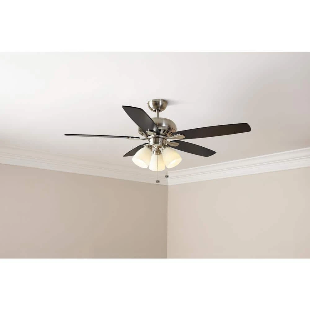 Rockport 52 in. Indoor LED Brushed Nickel Ceiling Fan with Light Kit, Downrod, Reversible Blades and Reversible Motor by Hampton Bay 11 Rockport 52 in. Indoor LED Brushed Nickel Ceiling Fan with Light Kit, Downrod, Reversible Blades and Reversible Motor by Hampton Bay - Image 11