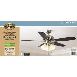 Rockport 52 in. Indoor LED Brushed Nickel Ceiling Fan with Light Kit, Downrod, Reversible Blades and Reversible Motor by Hampton Bay 23 Rockport 52 in. Indoor LED Brushed Nickel Ceiling Fan with Light Kit, Downrod, Reversible Blades and Reversible Motor by Hampton Bay -Hampton Bay Sales brushed nickel hampton bay ceiling fans with lights 51750 4f 1000