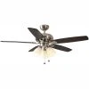 Rockport 52 in. Indoor LED Brushed Nickel Ceiling Fan with Light Kit, Downrod, Reversible Blades and Reversible Motor by Hampton Bay