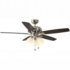 Rockport 52 in. Indoor LED Brushed Nickel Ceiling Fan with Light Kit, Downrod, Reversible Blades and Reversible Motor by Hampton Bay