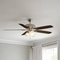 Rockport 52 in. Indoor LED Brushed Nickel Ceiling Fan with Light Kit, Downrod, Reversible Blades and Reversible Motor by Hampton Bay 21 Rockport 52 in. Indoor LED Brushed Nickel Ceiling Fan with Light Kit, Downrod, Reversible Blades and Reversible Motor by Hampton Bay -Hampton Bay Sales brushed nickel hampton bay ceiling fans with lights 51750 77 1000