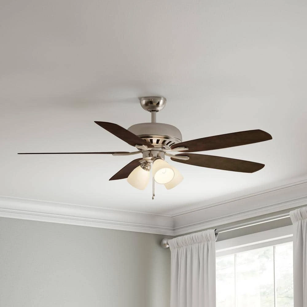 Rockport 52 in. Indoor LED Brushed Nickel Ceiling Fan with Light Kit, Downrod, Reversible Blades and Reversible Motor by Hampton Bay 7 Rockport 52 in. Indoor LED Brushed Nickel Ceiling Fan with Light Kit, Downrod, Reversible Blades and Reversible Motor by Hampton Bay - Image 7