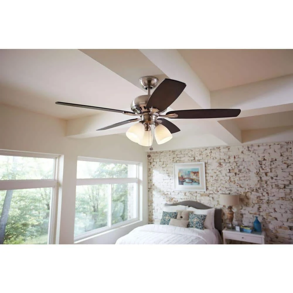 Rockport 52 in. Indoor LED Brushed Nickel Ceiling Fan with Light Kit, Downrod, Reversible Blades and Reversible Motor by Hampton Bay 2 Rockport 52 in. Indoor LED Brushed Nickel Ceiling Fan with Light Kit, Downrod, Reversible Blades and Reversible Motor by Hampton Bay - Image 2