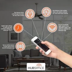 Fanelee 54 in. White Color Changing Integrated LED Brushed Nickel Smart Hubspace Ceiling Fan with Light Kit and Remote by Hampton Bay -Hampton Bay Sales brushed nickel hampton bay ceiling fans with lights 52133 31 1000