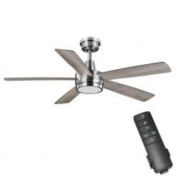 Fanelee 54 in. White Color Changing Integrated LED Brushed Nickel Smart Hubspace Ceiling Fan with Light Kit and Remote by Hampton Bay
