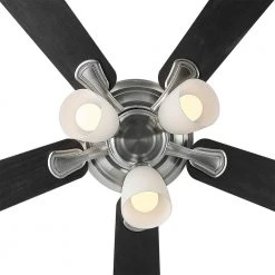 Riley 44 in. Indoor LED Brushed Nickel Ceiling Fan with Light Kit, 5 QuickInstall Reversible Blades and Remote Control by Hampton Bay -Hampton Bay Sales brushed nickel hampton bay ceiling fans with lights 52144 1d 1000