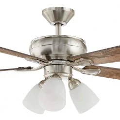 Riley 44 in. Indoor LED Brushed Nickel Ceiling Fan with Light Kit, 5 QuickInstall Reversible Blades and Remote Control by Hampton Bay -Hampton Bay Sales brushed nickel hampton bay ceiling fans with lights 52144 77 1000