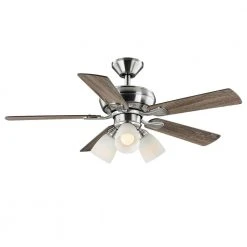 Riley 44 in. Indoor LED Brushed Nickel Ceiling Fan with Light Kit, 5 QuickInstall Reversible Blades and Remote Control by Hampton Bay -Hampton Bay Sales brushed nickel hampton bay ceiling fans with lights 52144 c3 1000